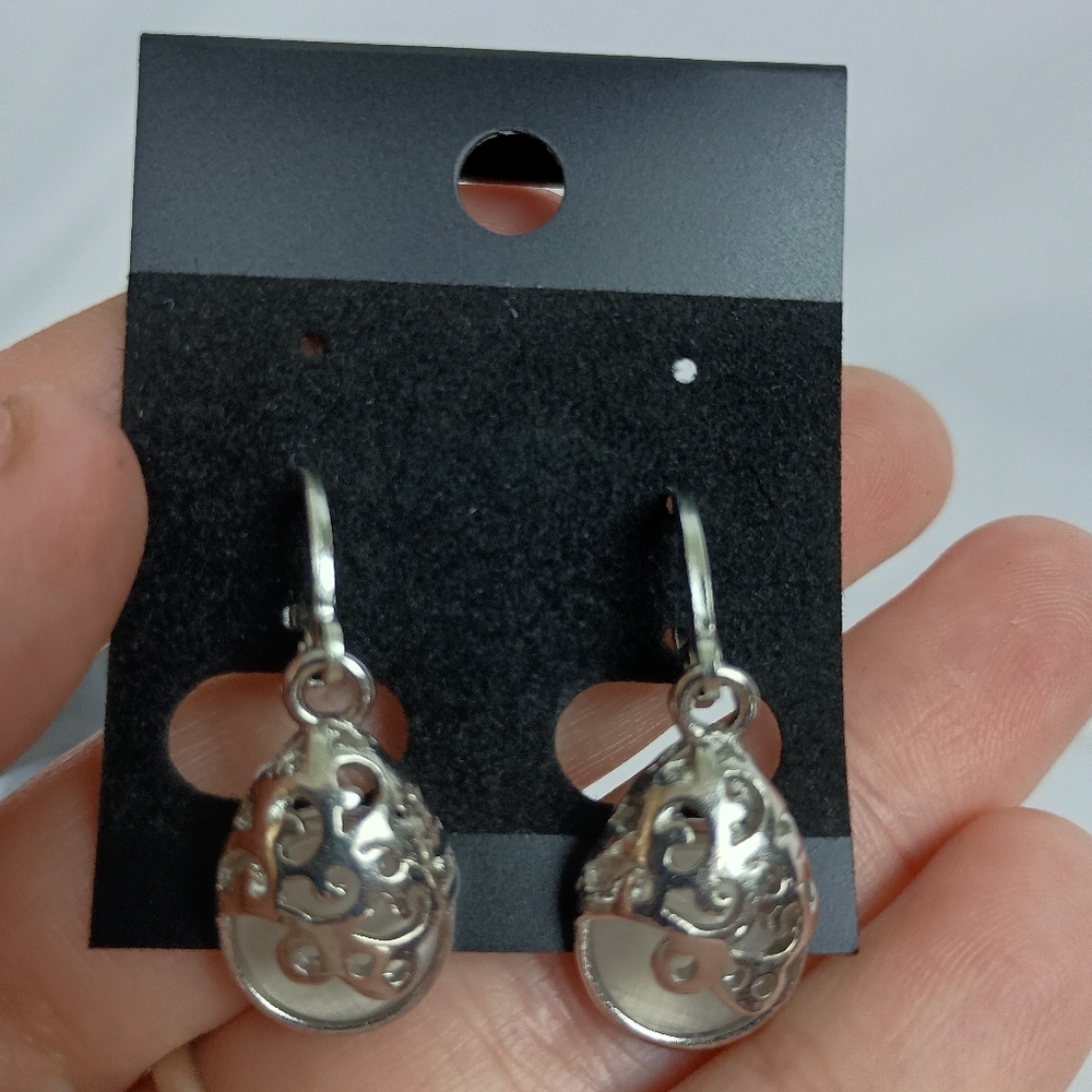 NEW Artsy Party‎ Casual Elegant Silver Teardrop Earrings-(#0269)